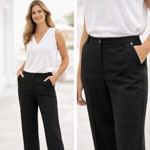 Laura Petites City Fit Straight Leg Black High Waist Pants 4​​​​​